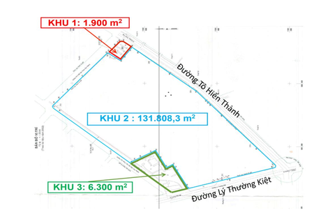 Nửa thế kỷ chưa được cấp quyền sử dụng đất, Trường đại học Bách khoa TP.HCM than khó đủ bề- Ảnh 1. Hiện trạng trên bản vẽ các khu đất trong khuôn viên Trường đại học Bách khoa (Đại học Quốc gia TP.HCM) cơ sở Lý Thường Kiệt, quận 10, TP.HCM - Đồ họa: N.T.