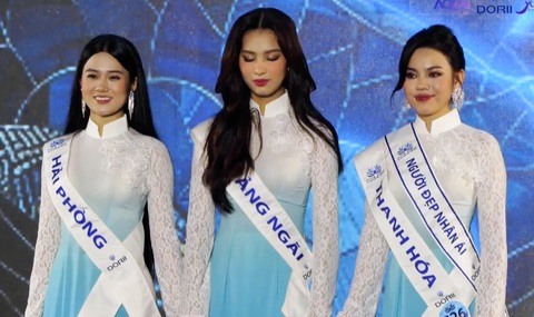 Từ trái qua: người đẹp Phạm Thị Thanh Thảo, Lê Thị Tường Vy, Nguyễn Phương Anh - Ảnh: BTC Nữ sinh Thanh Hóa là Hoa hậu Du lịch Bản sắc Việt Nam- Ảnh 3.
