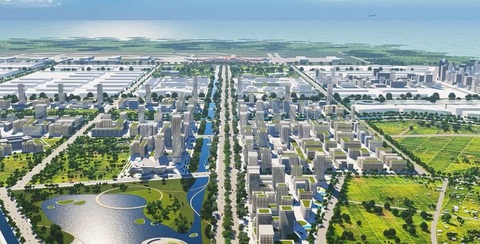 Hải Phòng muốn lập khu kinh tế ven biển phía nam- Ảnh 1. Phối cảnh khu kinh tế ven biển phía nam Hải Phòng - Ảnh: T.THẮNG chụp lại