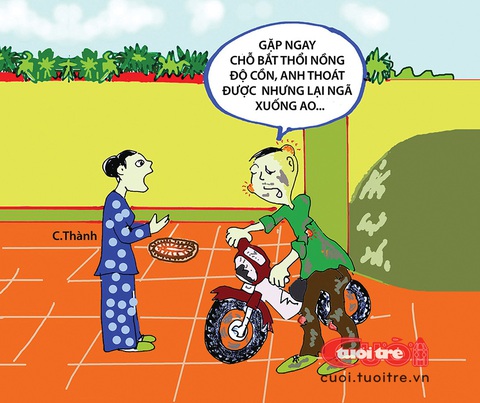 Những cách né đo nồng độ cồn đi vào lòng đất- Ảnh 3. Né đo nồng độ cồn 'đi vào lòng đất' - Tranh: Vũ Công Thành