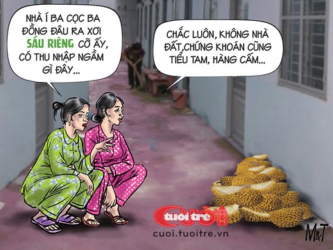 Thám tử sầu riêng phán chuẩn hơn cả cơ quan chức năng- Ảnh 1. Thám tử sầu riêng đã phán là chuẩn - Tranh: Đỗ Minh Tuấn