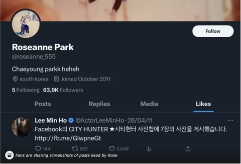 Lee Min Ho bất ngờ ‘khen nấy khen để' Rose, nữ thần tượng có động thái gây sốt - Ảnh 3. Lee Min Ho bất ngờ ‘khen nấy khen để' Rose, nữ thần tượng có động thái gây sốt - Ảnh 3.