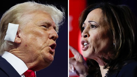 Ông Trump thông báo sẽ tranh luận với bà Harris vào ngày 4-9- Ảnh 1. Cựu tổng thống Mỹ Donald Trump và Phó tổng thống Mỹ Kamala Harris - Ảnh: REUTERS