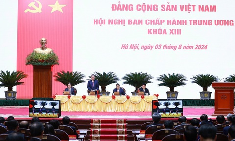 Quang cảnh phiên khai mạc Hội nghị Ban Chấp hành Trung ương khóa XIII. Ảnh: Dương Giang - TTXVN Khai mạc Hội nghị Ban Chấp hành Trung ương khóa XIII- Ảnh 2.