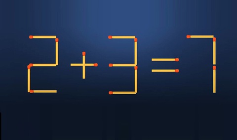 Thử tài IQ: Di chuyển một que diêm để 2+3=7 thành phép tính đúng- Ảnh 1. Thử tài IQ: Di chuyển một que diêm để 2+3=7 thành phép tính đúng- Ảnh 1.