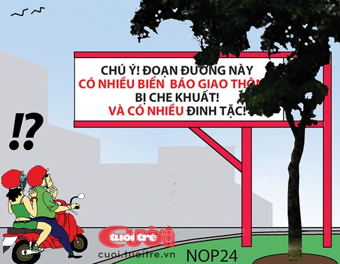 Biển báo cẩn thận với... biển báo- Ảnh 1. Biển báo cẩn thận với... biển báo - Tranh: NOP