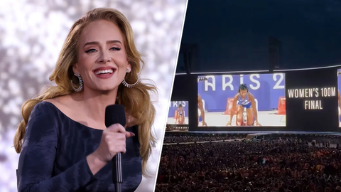 Adele tạm dừng buổi hòa nhạc để xem chạy 100m nữ Olympic 2024- Ảnh 1. Adele đã tạm dừng buổi hòa nhạc để xem chung kết chạy 100m nữ tại Olympic 2024
