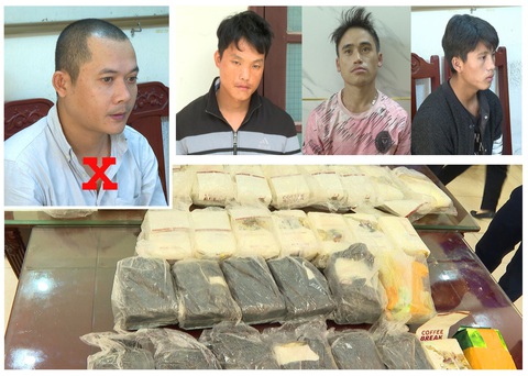 Bắt giữ 4 nghi phạm vận chuyển ma túy xuyên quốc gia, thu giữ 34kg ma túy đá- Ảnh 1. Các nghi phạm và tang vật vụ án - Ảnh: Công an tỉnh Thanh Hóa cung cấp