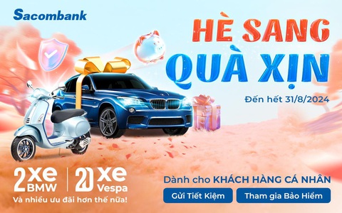 Tăng tốc gặt ‘siêu thưởng’ từ khuyến mại ‘Hè Sang - Quà Xịn’ của Sacombank cực hot hè này!- Ảnh 1. Chương trình khuyến mại mang tên ‘Hè Sang - Quà Xịn’ với tổng giá trị quà tặng lên đến hơn 8 tỉ đồng, diễn ra đến hết 31-8-2024 - Ảnh: Sacombank