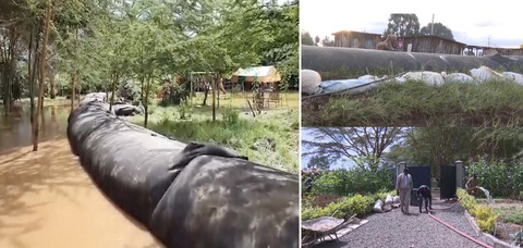 Người dân Kenya ngăn nước lũ bằng tường chắn cao su- Ảnh 1. Người dân Kenya ngăn nước lũ bằng tường chắn cao su- Ảnh 1.