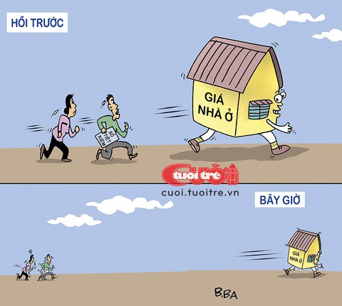 Chạy đua mua nhà ở thành phố, càng chạy càng thấy xa- Ảnh 1. Cuộc chạy đua mua nhà thành phố, càng chạy càng thấy xa - Tranh: B.Ba