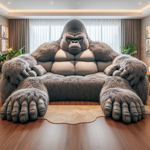 'Pháp sư Trung Hoa' ra mắt sofa hình con khỉ đột giống hệt AI- Ảnh 1. Chiếc ghế sofa hình khỉ đột được tạo bởi AI