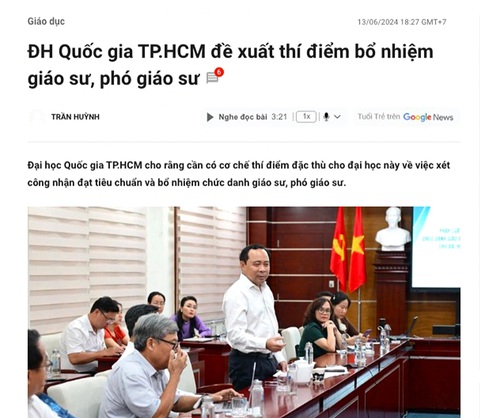 Ủng hộ phân quyền công nhận giáo sư- Ảnh 2. Nhiều chuyên gia, nhà khoa học đồng tình, ủng hộ đề xuất thí điểm giao Đại học Quốc gia TP.HCM xét công nhận và bổ nhiệm GS, PGS - Ảnh: chụp màn hình