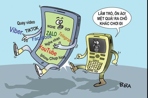 'Xì chét' cảnh gọi điện mở loa trong phòng bệnh như chốn không người- Ảnh 1. Tranh biếm họa của B.Ba