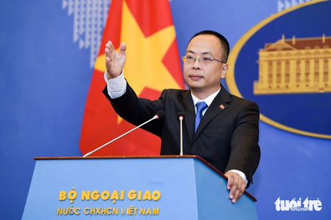 Việt Nam nêu quan điểm vụ Campuchia khởi công kênh đào Phù Nam Techo- Ảnh 1. Phó phát ngôn Bộ Ngoại giao Đoàn Khắc Việt - Ảnh: NAM TRẦN