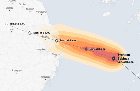 Bão Bebinca với sức gió 180km/giờ hướng về phía đông Trung Quốc - Ảnh 1. Bão Bebinca với sức gió 180km/giờ hướng về phía đông Trung Quốc - Ảnh 1.