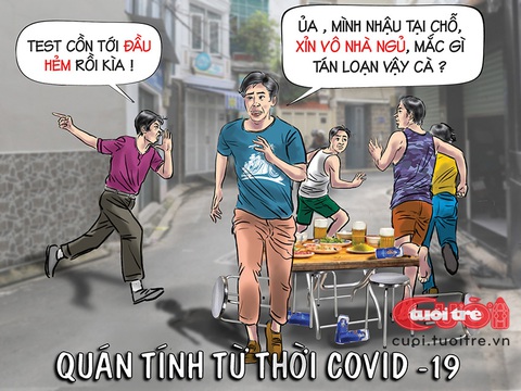 Bàn nhậu trong hẻm chạy tán loạn vì sợ... test cồn - Ảnh 1.