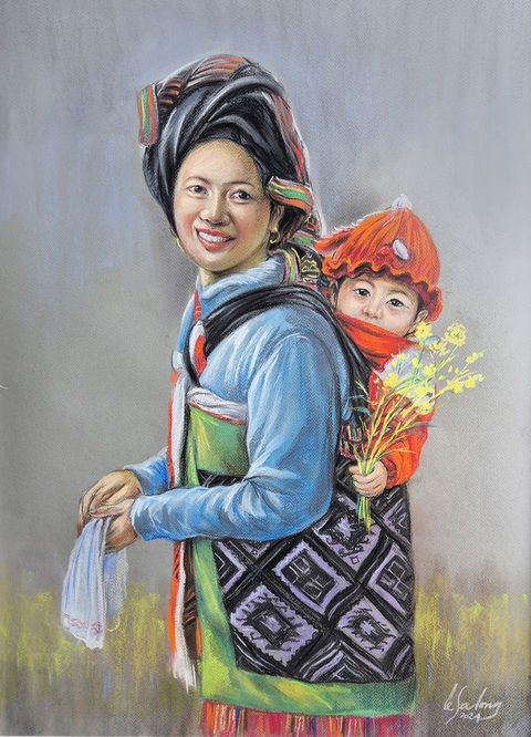 Làng Nủ hồi sinh qua tranh của Lê Sa Long - Ảnh 1. Làng Nủ hồi sinh qua tranh của Lê Sa Long - Ảnh 1.