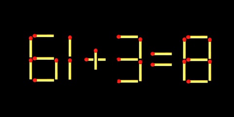 Thử tài IQ: Di chuyển một que diêm để 61+3=8 thành phép tính đúng - Ảnh 1.