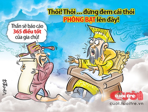 Táo quân phông bạt cho gia chủ - Ảnh 1.