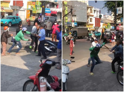 Công an Tài xế Grab và nhóm xe ôm truyền thống đánh nhau trước Bệnh viện quận Bình Thạnh - Ảnh 1.
