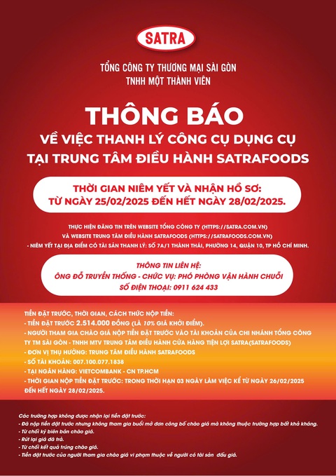 SATRA thanh lý lô công cụ, dụng cụ - Ảnh 1.