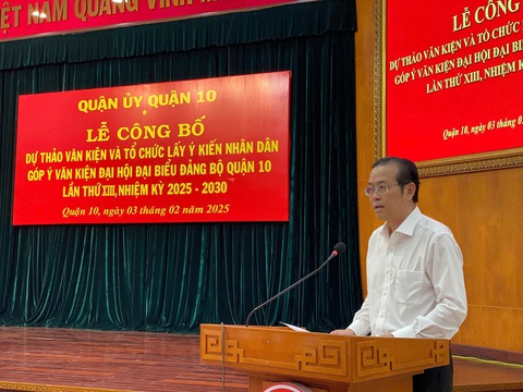 Quận 10 lấy ý kiến nhân dân về văn kiện Đại hội Đảng bộ quận - Ảnh 1.
