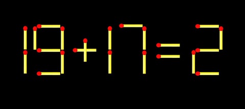 Thử tài IQ: Di chuyển một que diêm để 19+17=2 thành phép tính đúng - Ảnh 1.
