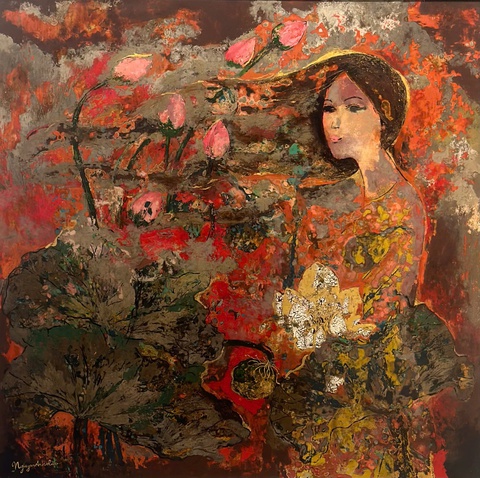 Khi nữ họa sĩ là người mẫu trình diễn áo dài - Ảnh 3. 37 nữ họa sĩ vẽ thủ công trên áo dài, trình diễn ủng hộ lễ hội áo dài - Ảnh 3.