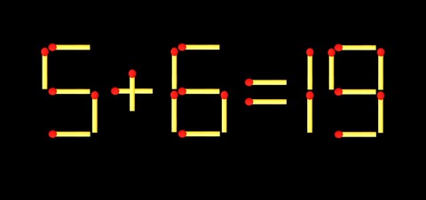 Thử tài IQ: Di chuyển một que diêm để 5+6=19 thành phép tính đúng - Ảnh 1.