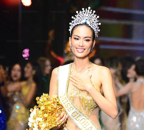 Như Vân đăng quang Hoa hậu Toàn cầu Miss Global 2025 - Ảnh 1. Như Vân đăng quang Hoa hậu Toàn cầu Miss Global 2025; BTC xin lỗi khán giả vì hình ảnh đường lưỡi bò - Ảnh 1.