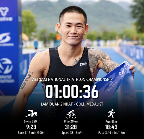 Lâm Quang Nhật phá kỷ lục tại Giải vô địch triathlon Việt Nam 2025 - Ảnh 1.