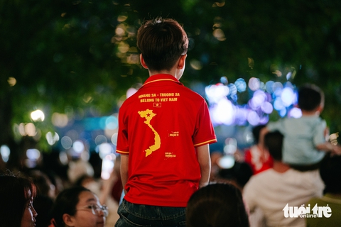 Người dân, du khách háo hức đổ về công viên Bạch Đằng xem pháo hoa mừng 50 năm thống nhất - Ảnh 6. Mãn nhãn với màn pháo hoa mừng 50 năm thống nhất - Ảnh 6.