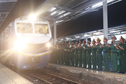 Bình Định hân hoan đón đoàn tàu đưa lực lượng diễu binh vào Nam - Ảnh 1.