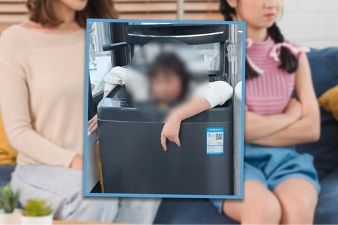 Mắc kẹt trong máy giặt vì muốn... hạ hỏa - Ảnh 1.