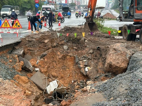 Bình Dương: cột đèn ngã trên quốc lộ 13, giải cứu dân bị ngập sâu do mưa - Ảnh 1. Bình Dương - Ảnh 1.