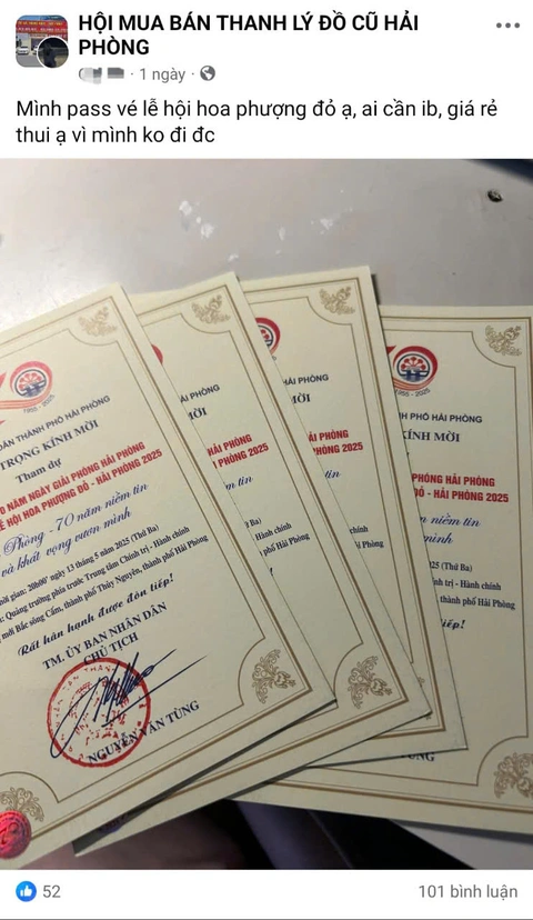 Vé mời Lễ hội Hoa phượng đỏ bán tràn lan trên mạng, giá lên tới 3 triệu đồng/cặp - Ảnh 1.