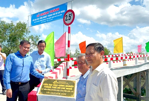 Trường đại học Công nghiệp TP.HCM xây cầu tặng bà con Bến Tre - Ảnh 1.