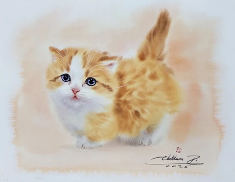 Ngắm những chú mèo hoang vẽ bằng màu nước giống như thật của họa sĩ Thái Lan - Ảnh 6.