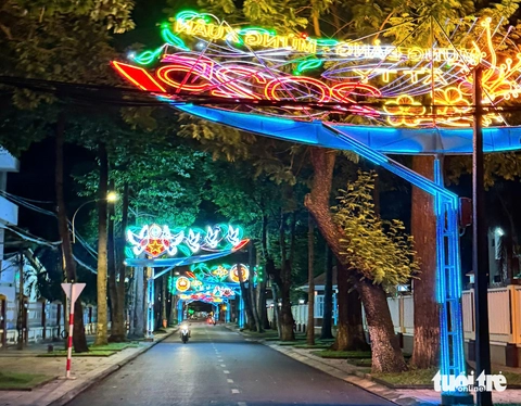 Lóa mắt vì đèn LED bủa vây trong thành phố cây xanh Trà Vinh - Ảnh 1.