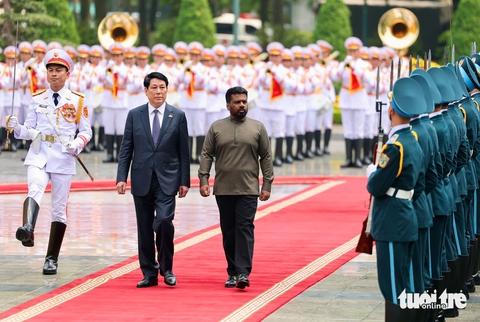 Chủ tịch nước Lương Cường đón, hội đàm với Tổng thống Sri Lanka - Ảnh 1.