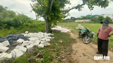 Cả ngàn phôi xà phòng bị đổ trộm ven đê sông ở Ninh Thuận - Ảnh 3.