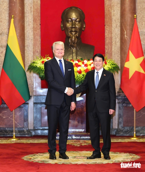 Chủ tịch nước Lương Cường đón, hội đàm với Tổng thống Lithuania - Ảnh 7.
