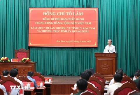Tổng Bí thư Tô Lâm: Kon Tum - Quảng Ngãi sau khi hợp nhất sẽ thành cực tăng trưởng mới - Ảnh 1. Tổng bí thư Tô Lâm - Ảnh 1.