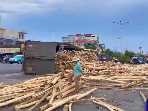 xe chở gỗ - Ảnh 1.
