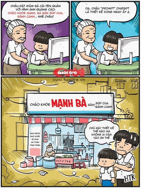 Thiết kế bảng hiệu 'phá sản' tiệm cháo dì Năm - Ảnh 1.