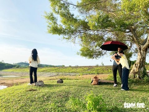 Mê mẩn hồ Phú Ninh mùa nước cạn, du khách đổ về check-in cây cô đơn - Ảnh 6.