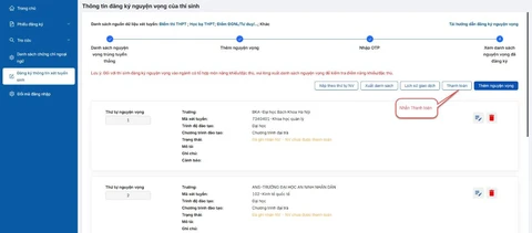 Cách thức đăng ký nguyện vọng xét tuyển trên hệ thống của bộ- Ảnh 9. Cách thức đăng ký nguyện vọng xét tuyển trên hệ thống của bộ- Ảnh 9.