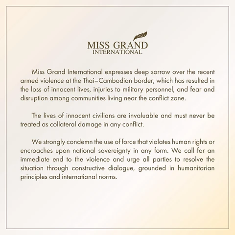Miss Grand International kêu gọi giải quyết xung đột bằng biện pháp hòa bình - Ảnh 2. Miss Grand International - Ảnh 2.