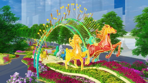 Phác họa đường hoa Nguyễn Huệ Tết Bính Ngọ 2026